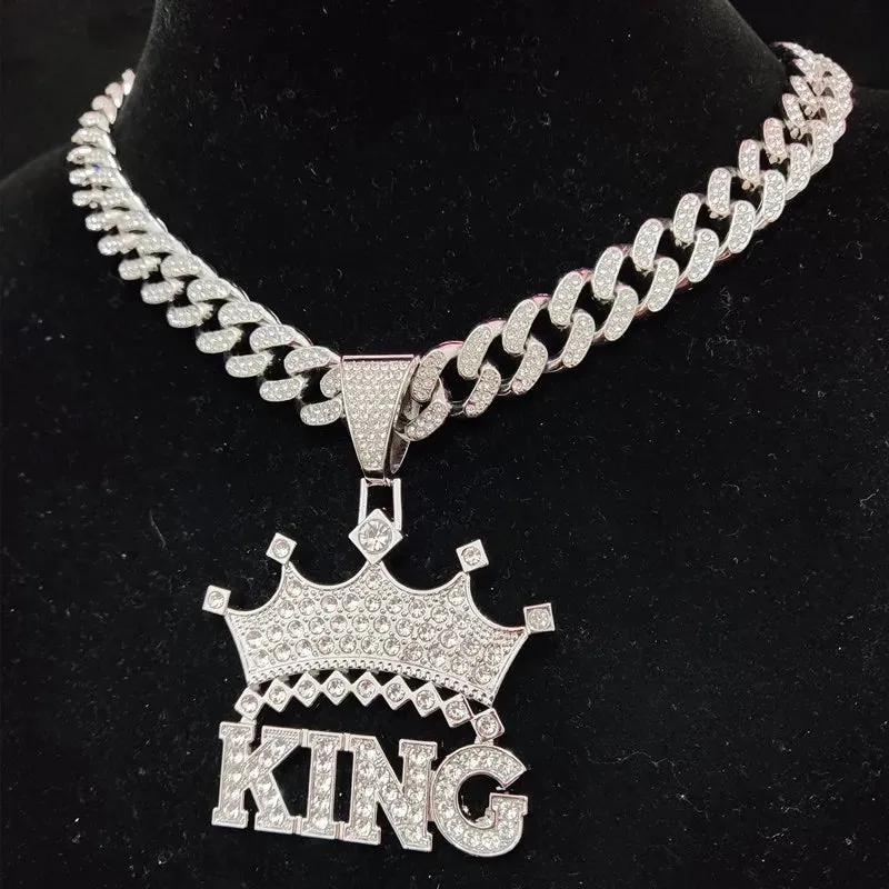 1Pc Street style Hollow Crown KING Cuban Chain