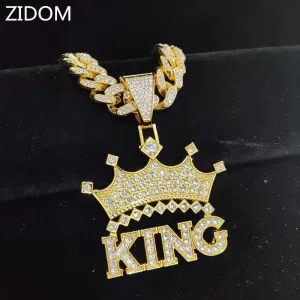 1Pc Street style Hollow Crown KING Cuban Chain