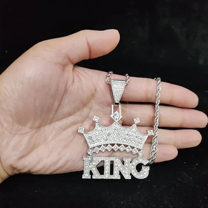 1Pc Street style Hollow Crown KING Cuban Chain