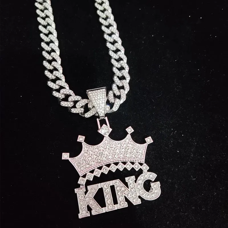 1Pc Street style Hollow Crown KING Cuban Chain