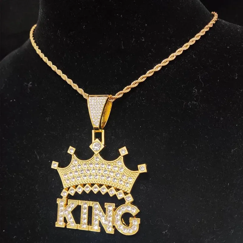1Pc Street style Hollow Crown KING Cuban Chain