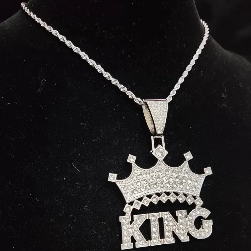 1Pc Street style Hollow Crown KING Cuban Chain