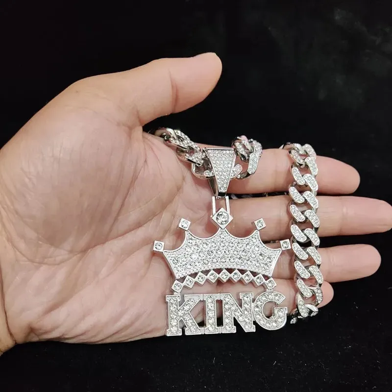1Pc Street style Hollow Crown KING Cuban Chain