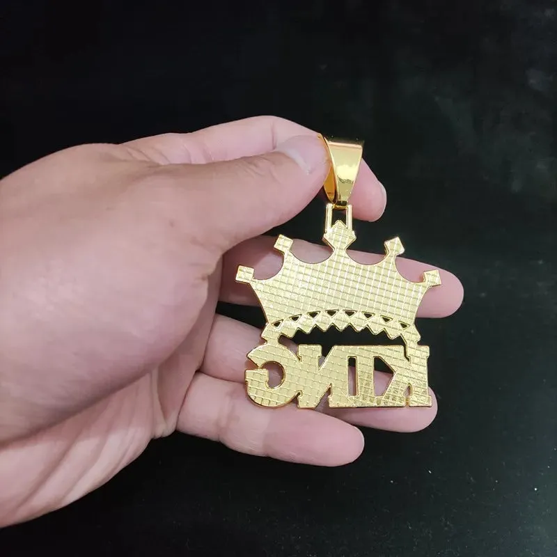 1Pc Street style Hollow Crown KING Cuban Chain