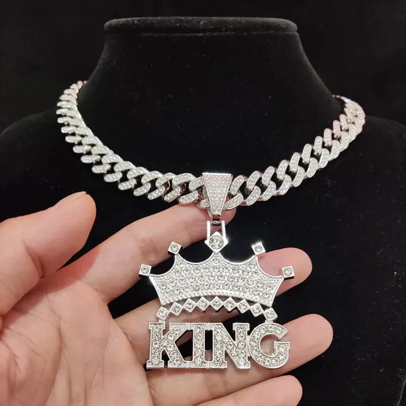 1Pc Street style Hollow Crown KING Cuban Chain