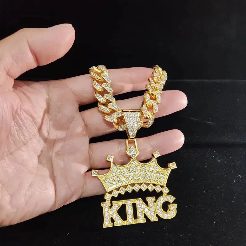 1Pc Street style Hollow Crown KING Cuban Chain