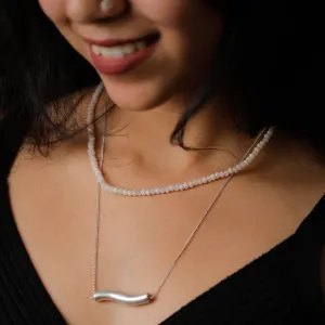 2 layers Silver Necklace with Moonstone