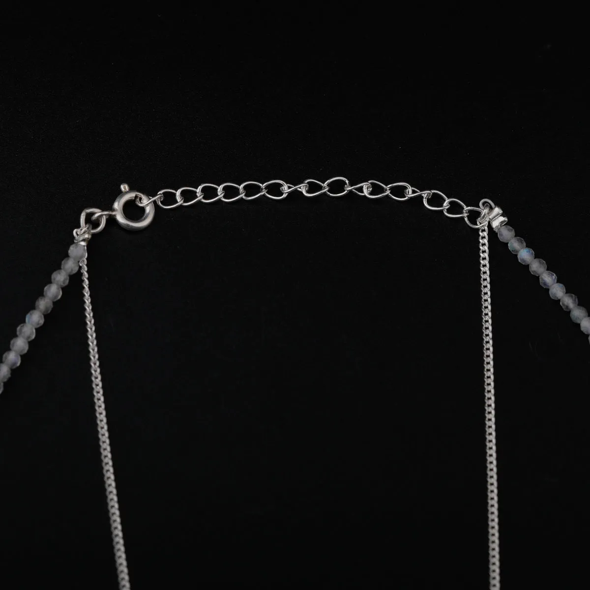 2 layers Silver Necklace with Moonstone