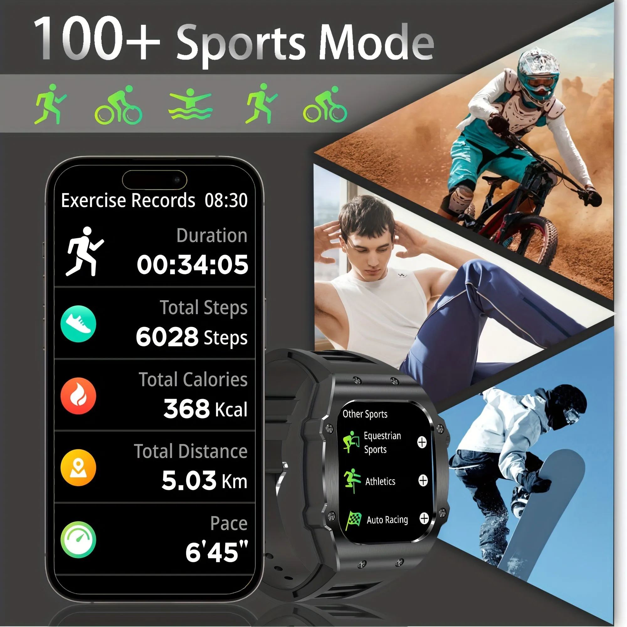 2024 Fitness Smartwatch - Large Dial, Music Control