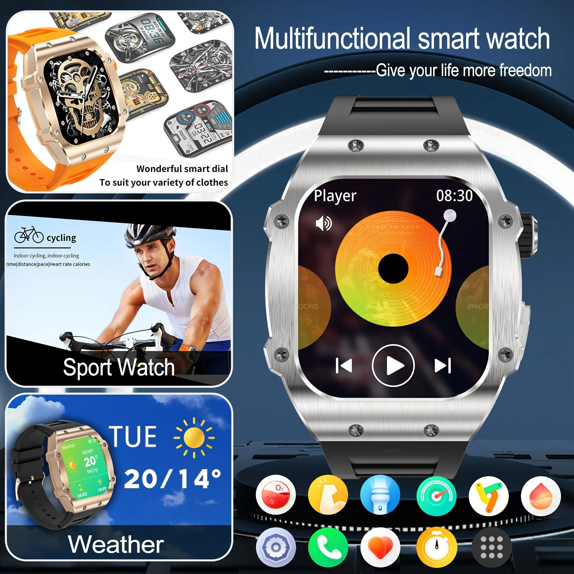 2024 Fitness Smartwatch - Large Dial, Music Control