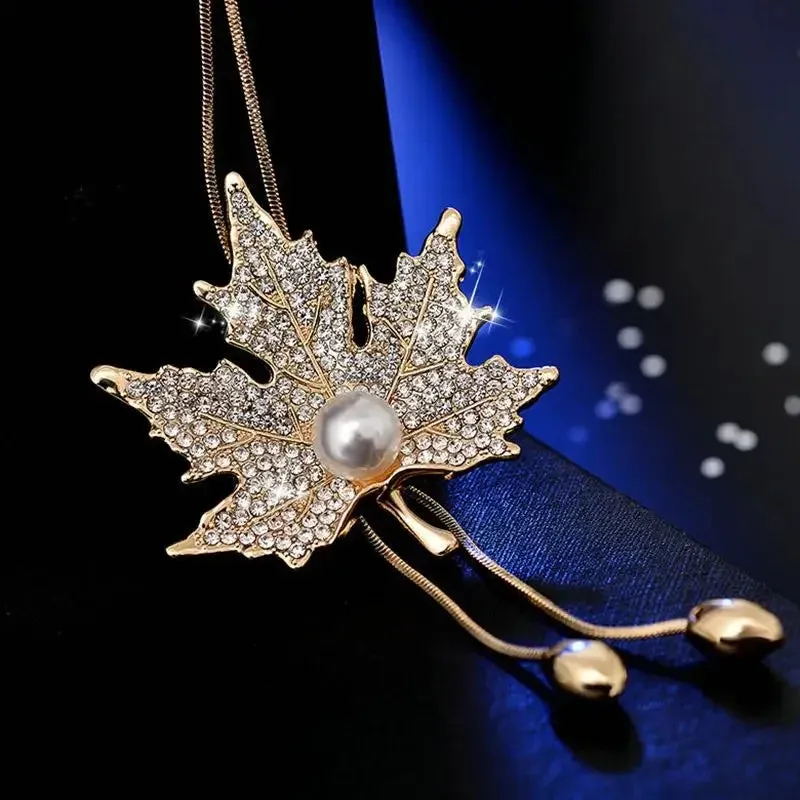 2024 New Flower Silver Color Long Necklace Temperament Women Pendant Dress Accessories Sweater Necklace Korean Jewelry