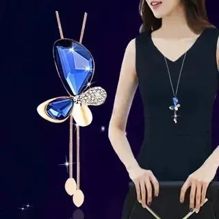 2024 New Flower Silver Color Long Necklace Temperament Women Pendant Dress Accessories Sweater Necklace Korean Jewelry