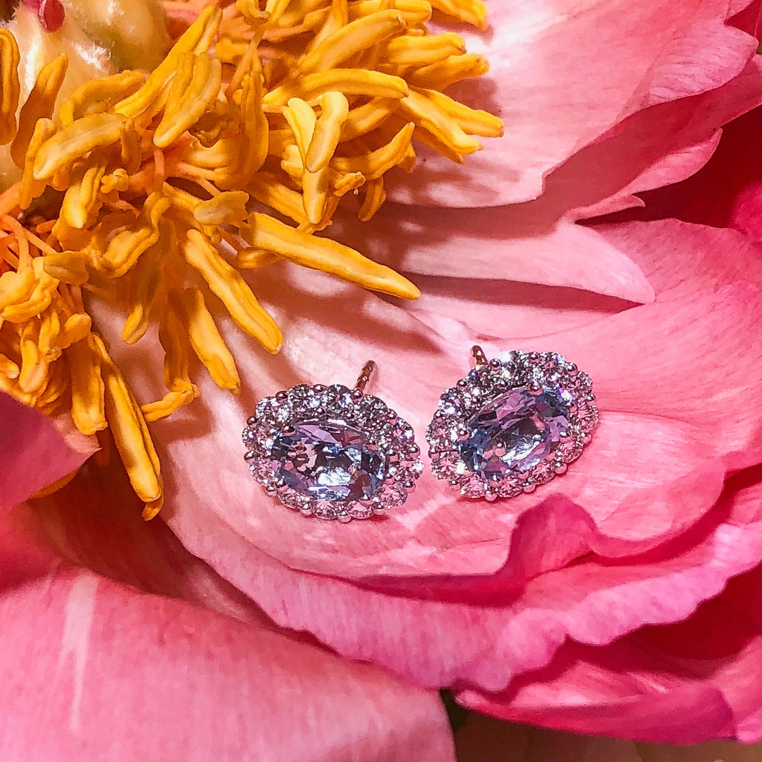 2.28ct tw  Aquamarine & Diamond Oval Stud Earrings