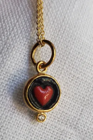 24K Gold & Sterling Quartz based pendant w/diamond