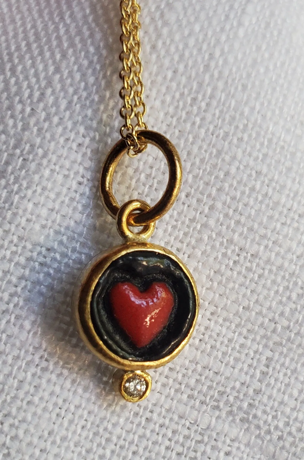 24K Gold & Sterling Quartz based pendant w/diamond