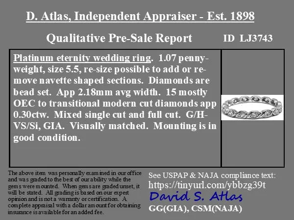 .30ctw Vintage Diamond & Platinum Eternity Band