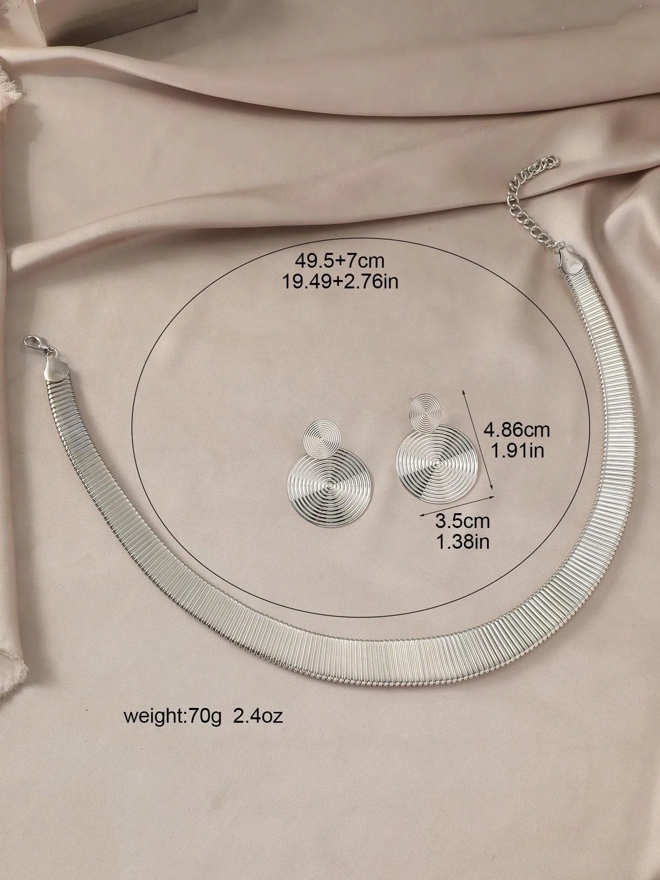 3pcs/Set Luxurious Metal Style Adjustable Collar Necklace & Metal Earrings & Neck Chain