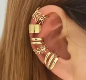 5 pc Silver and Gold Ear Cuff Helix Cartilage Clip On Wrap Earrings Fast Free Shipping