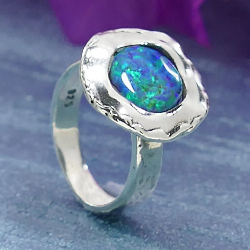5.1 Carat Natural Blue Larimar Gemstone 925 Sterling Silver Solitaire Ring Set Setting Gypsy ring, Bohemian ring, Boho ring, Gemstone ring