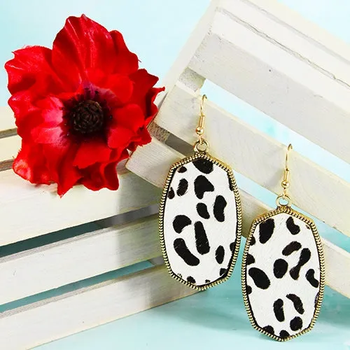 734007 - Bold Print Earrings - Cow