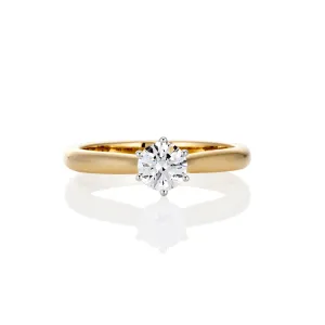 9ct Yellow & White Gold Round Brilliant Lab Grown Diamond Solitaire Engagement Ring TDW= 0.54ct