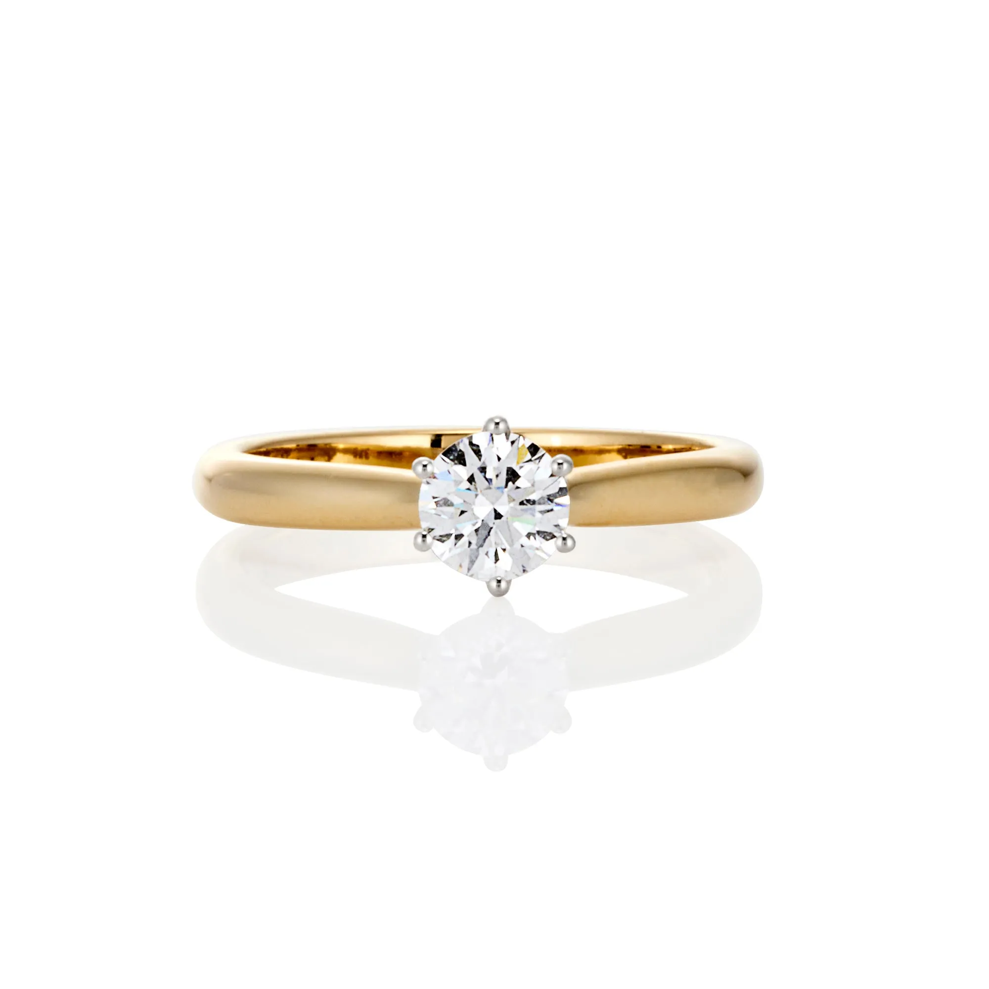 9ct Yellow & White Gold Round Brilliant Lab Grown Diamond Solitaire Engagement Ring TDW= 0.54ct