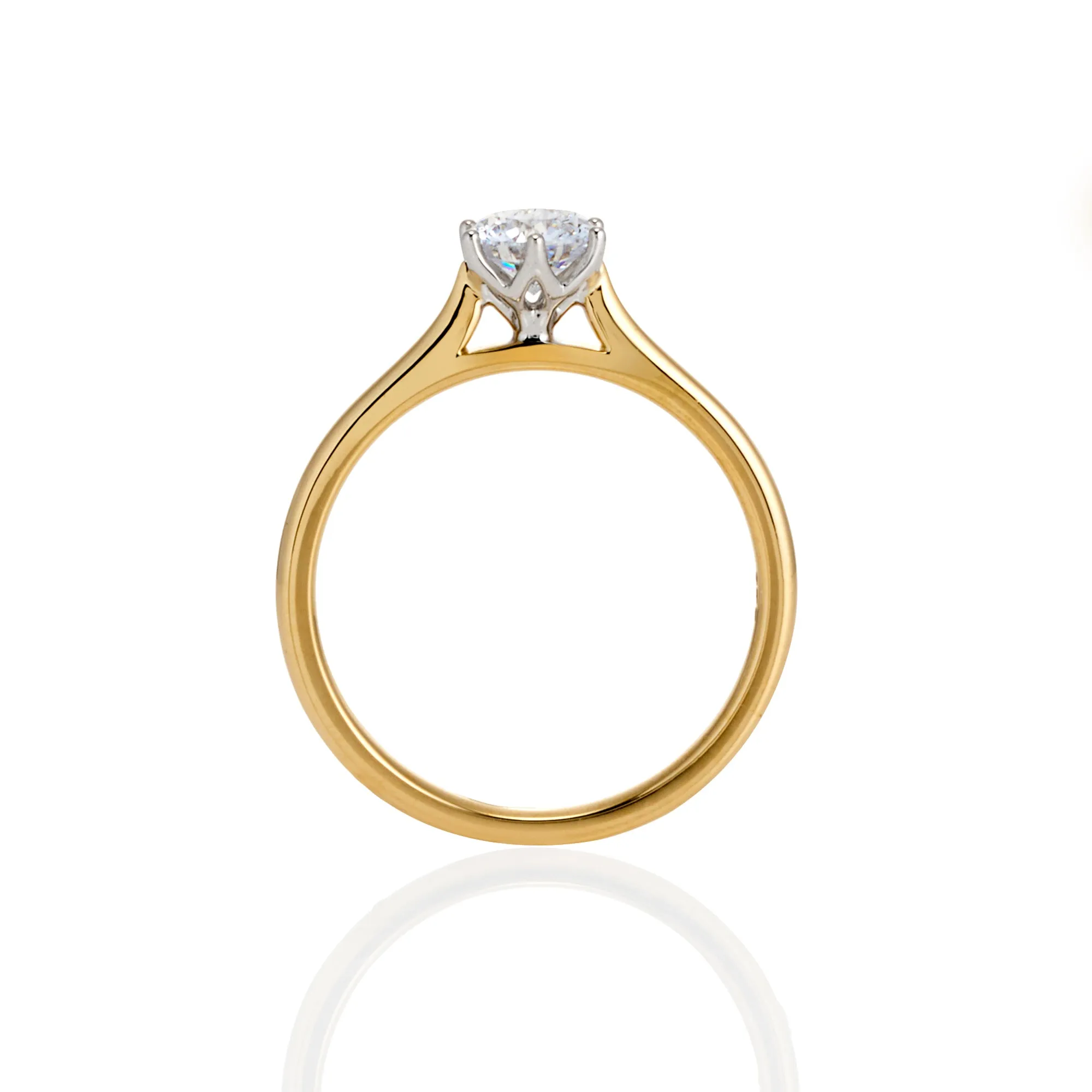 9ct Yellow & White Gold Round Brilliant Lab Grown Diamond Solitaire Engagement Ring TDW= 0.54ct