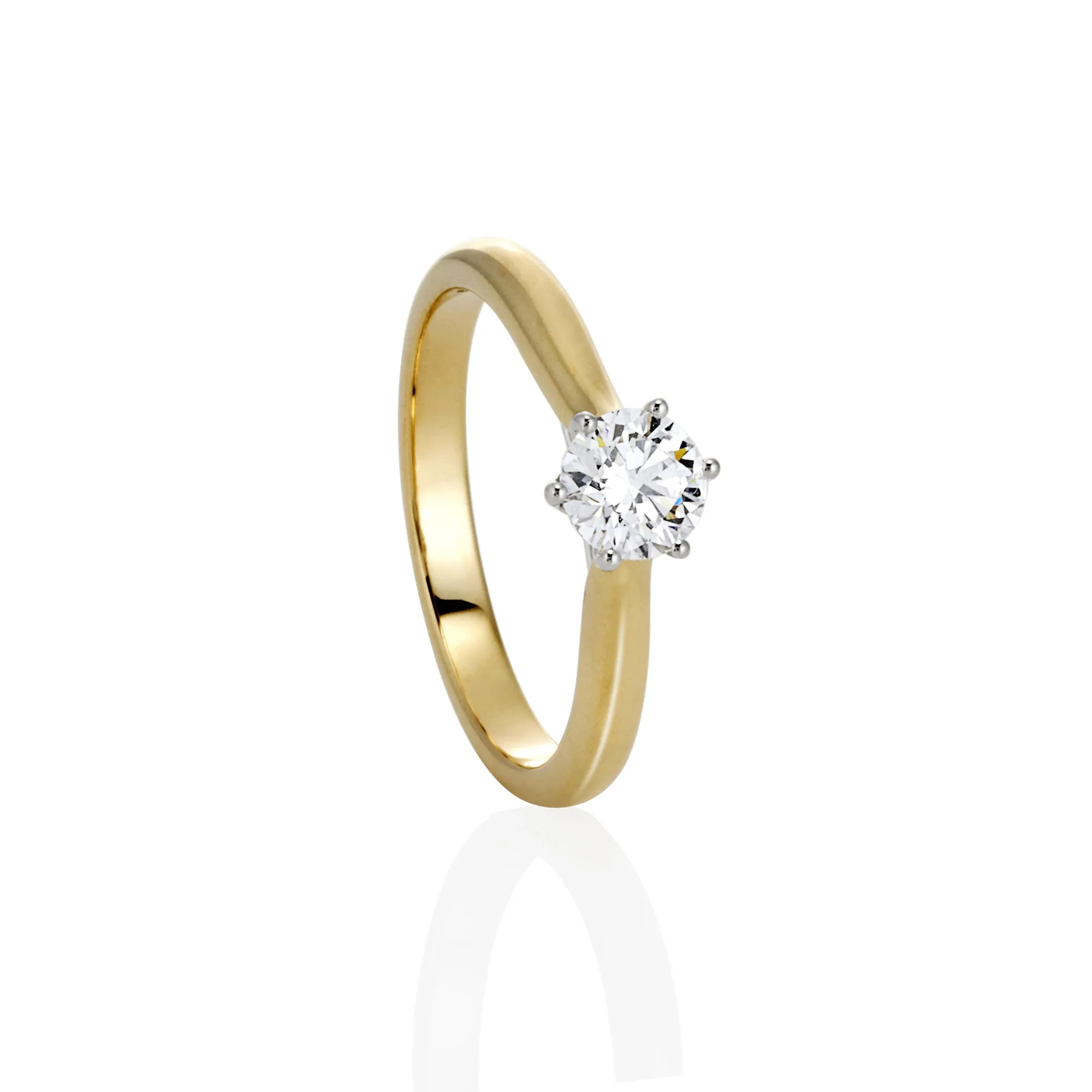 9ct Yellow & White Gold Round Brilliant Lab Grown Diamond Solitaire Engagement Ring TDW= 0.54ct