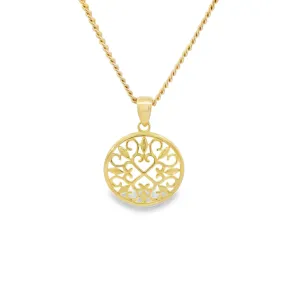 9ct Yellow Gold Filigree Patterned Pendant GPEN102