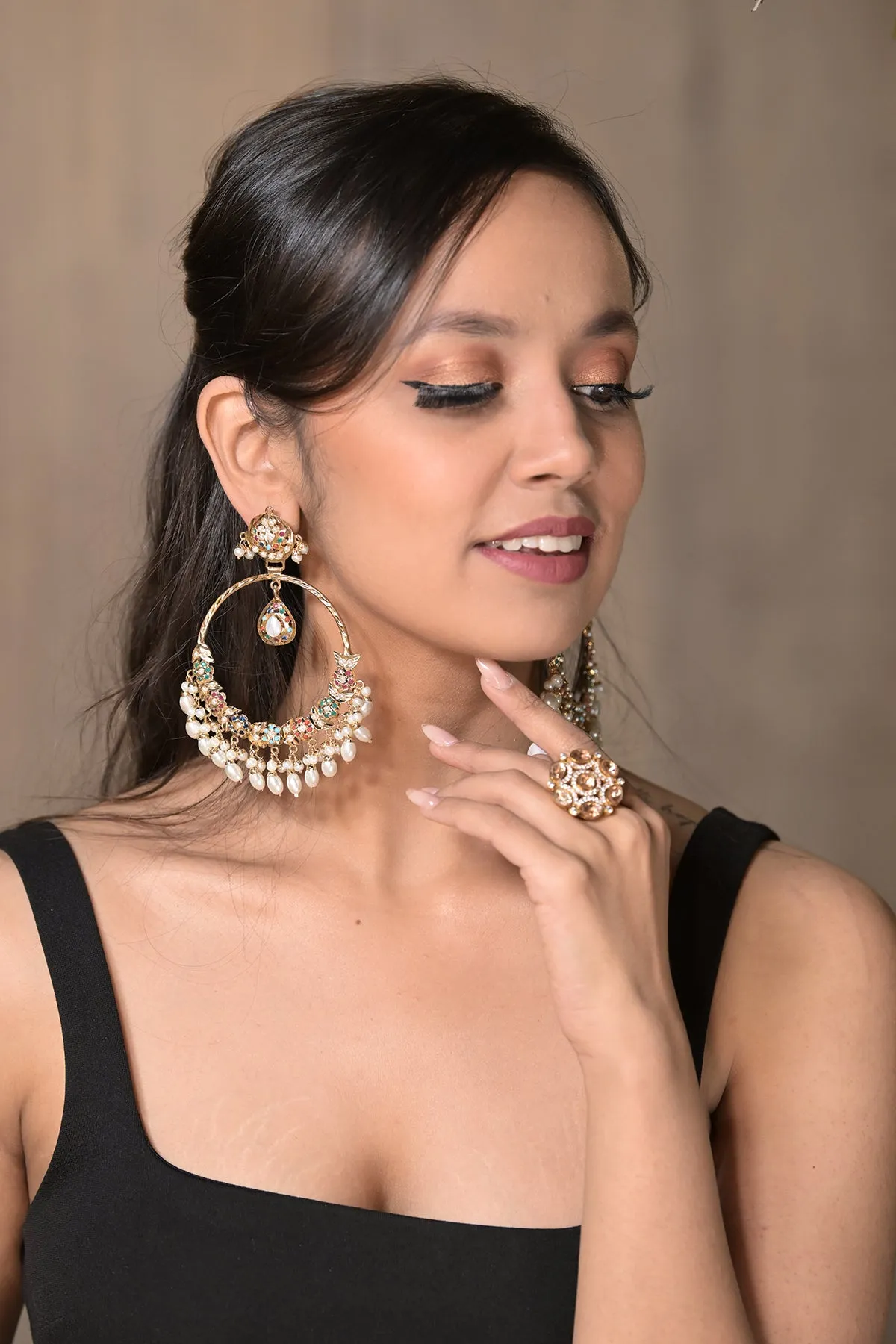 Ahilya Jadau Chandbali Earrings