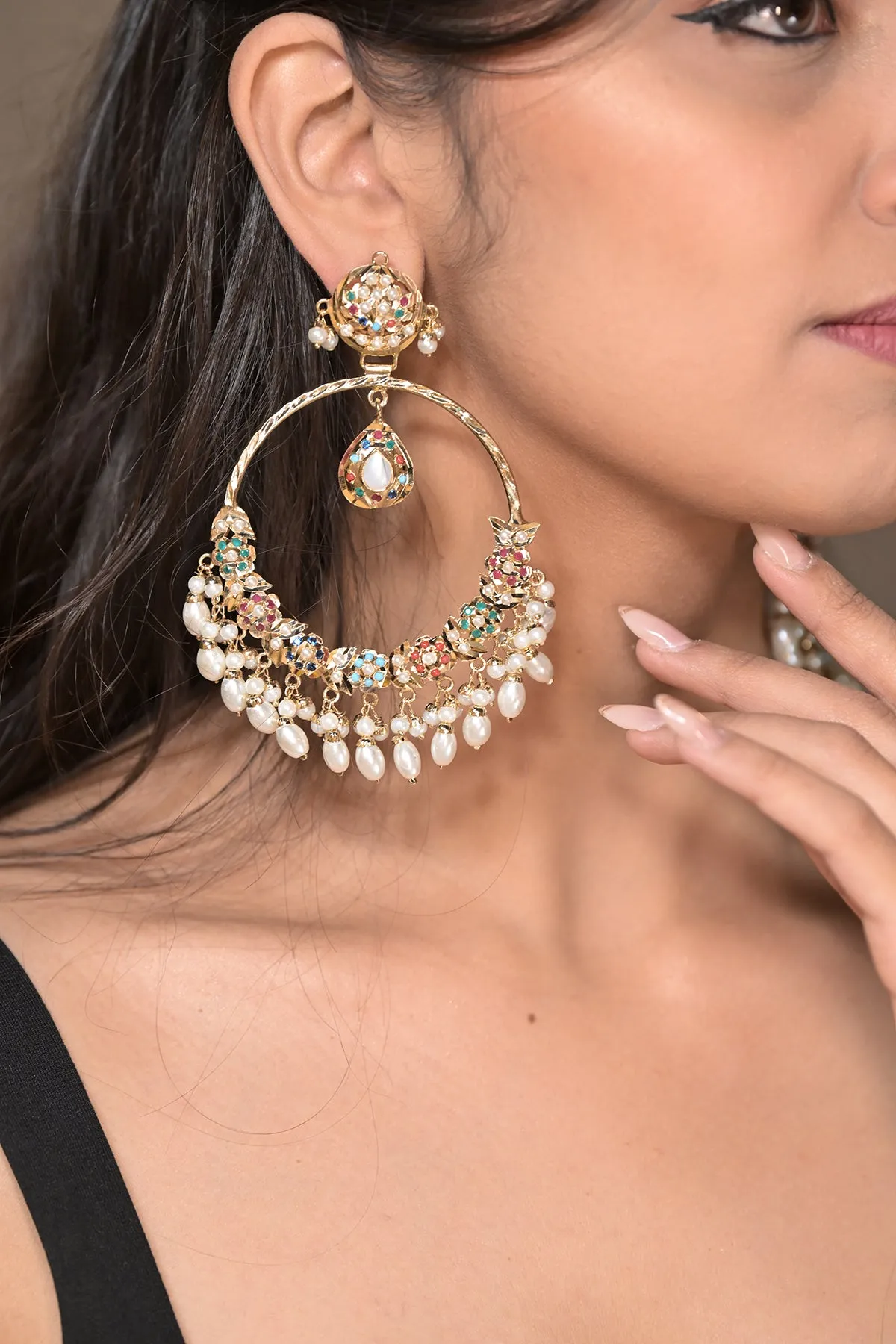 Ahilya Jadau Chandbali Earrings