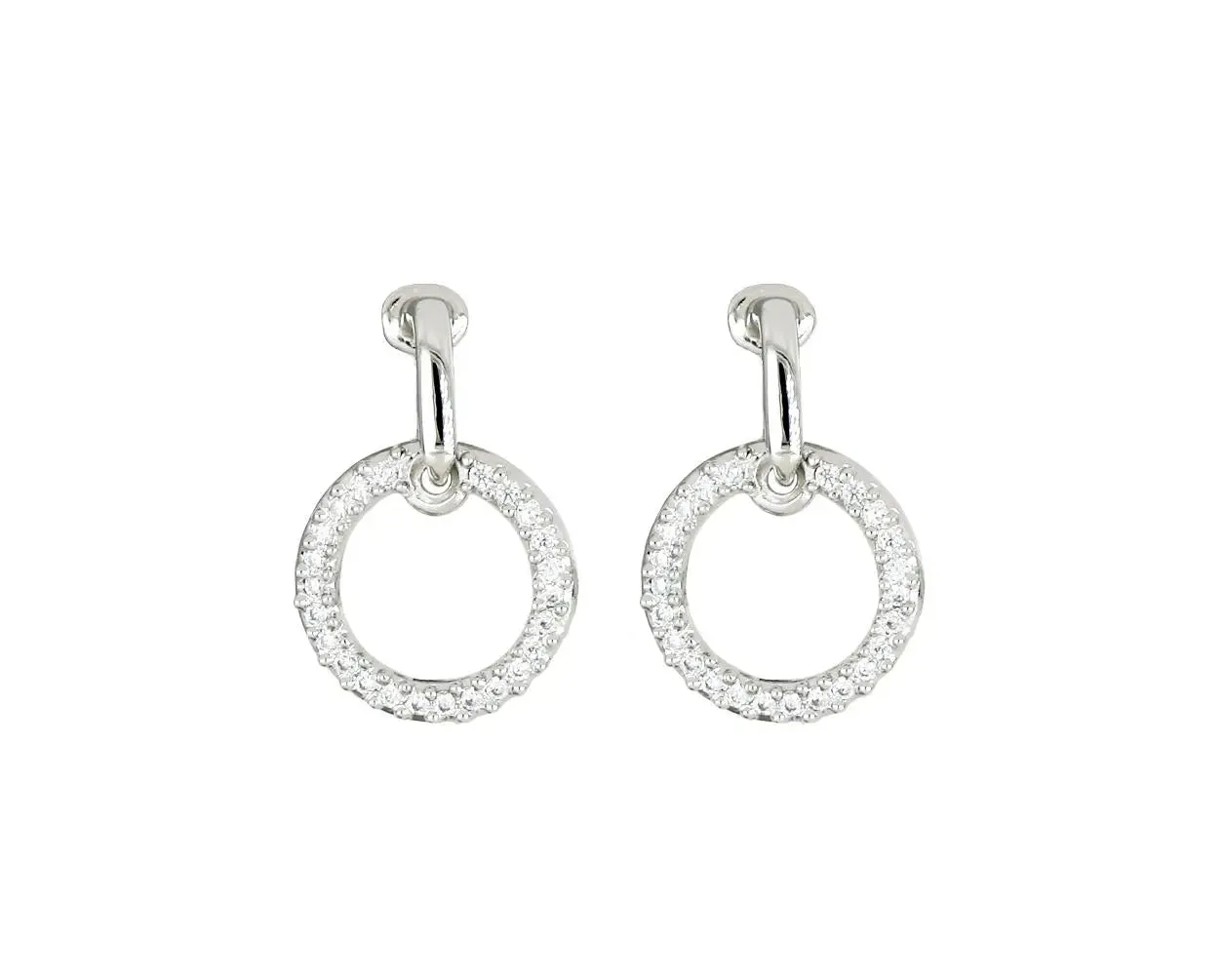 Aldrava Collection - Circle Pavé Earrings in Rhodium