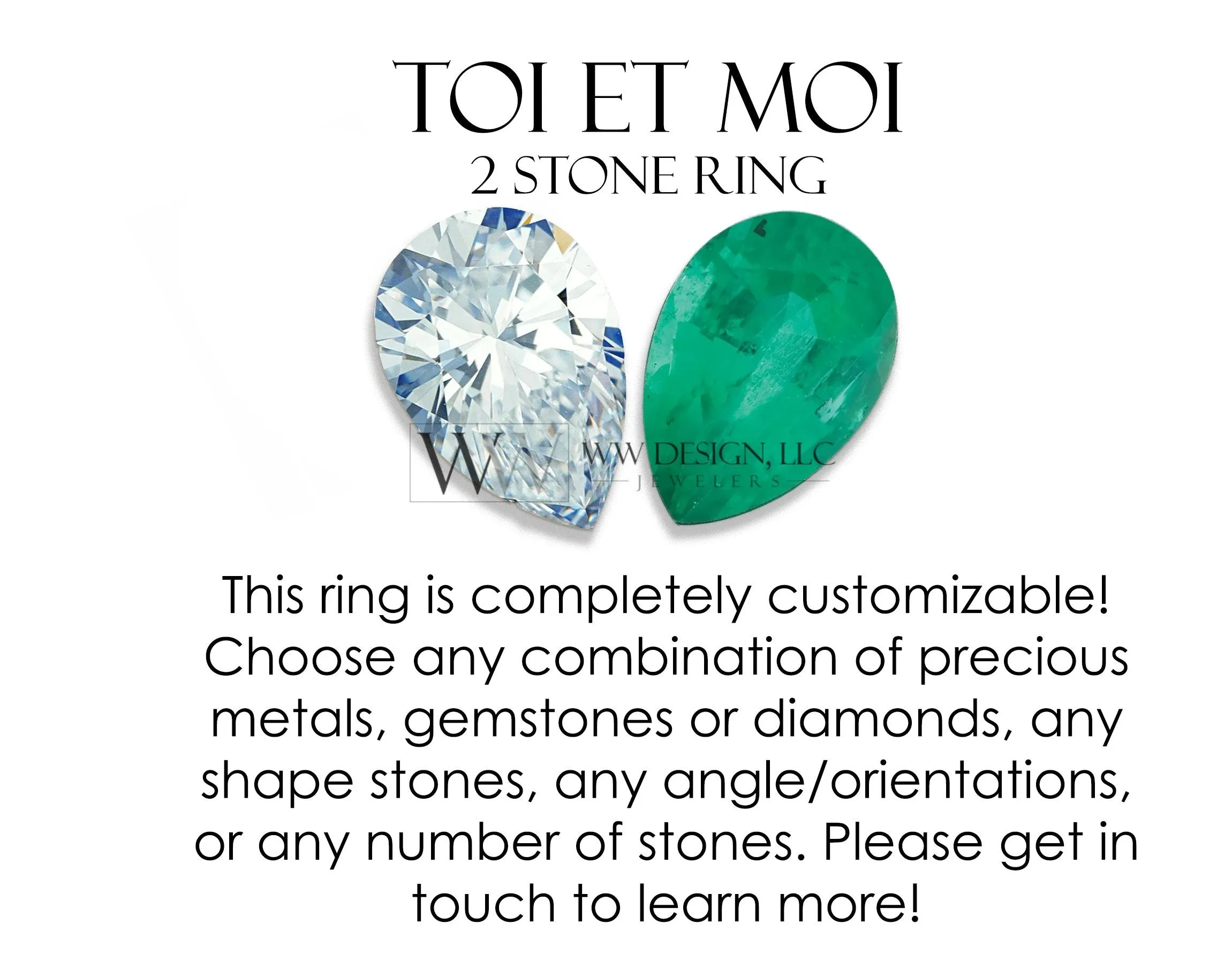Amethyst & Moissanite 2 Stone Moi Et Toi Ring - 18k or 14k Gold (Y, W, R) or Platinum