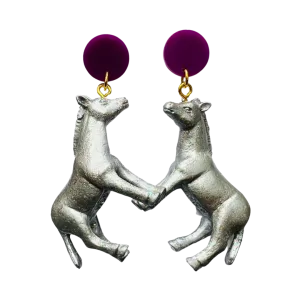 Animal Earrings Silver Horse