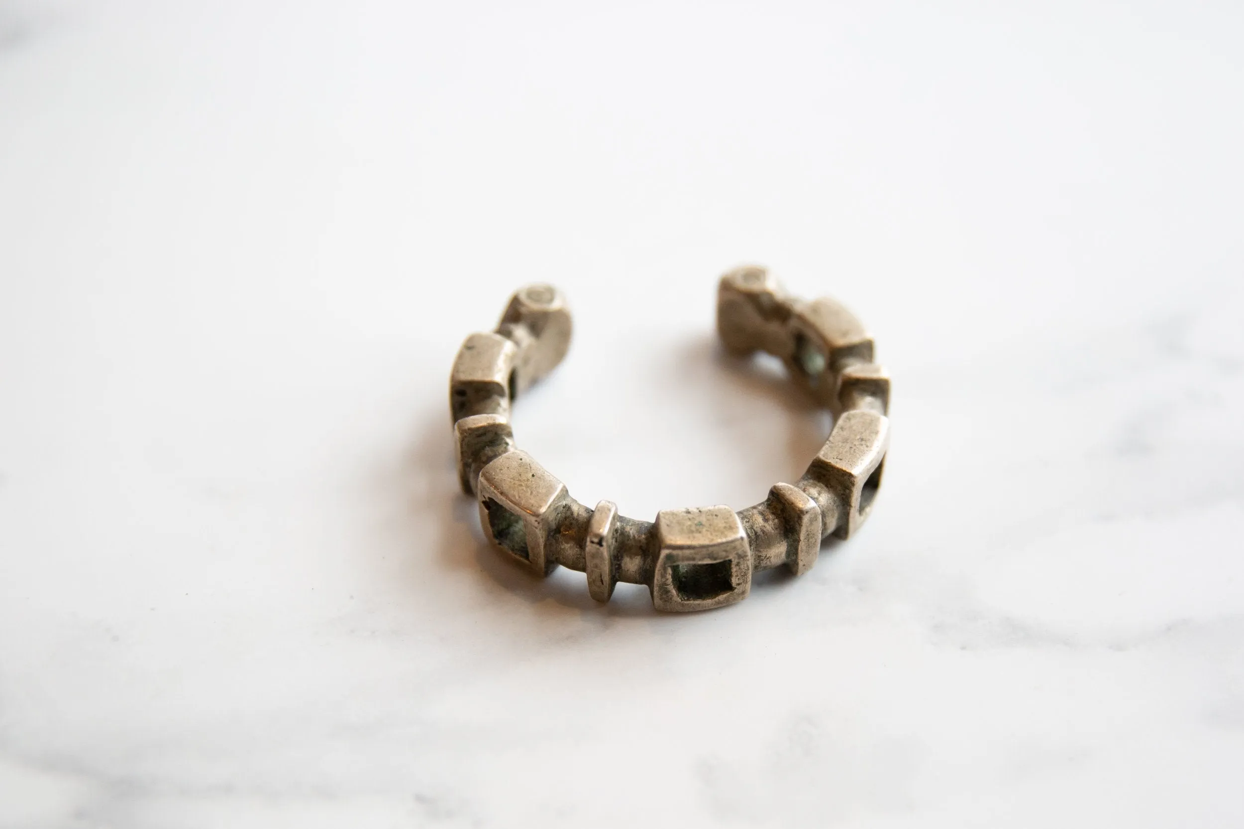 Antique African Silver Geometric Design Bracelet