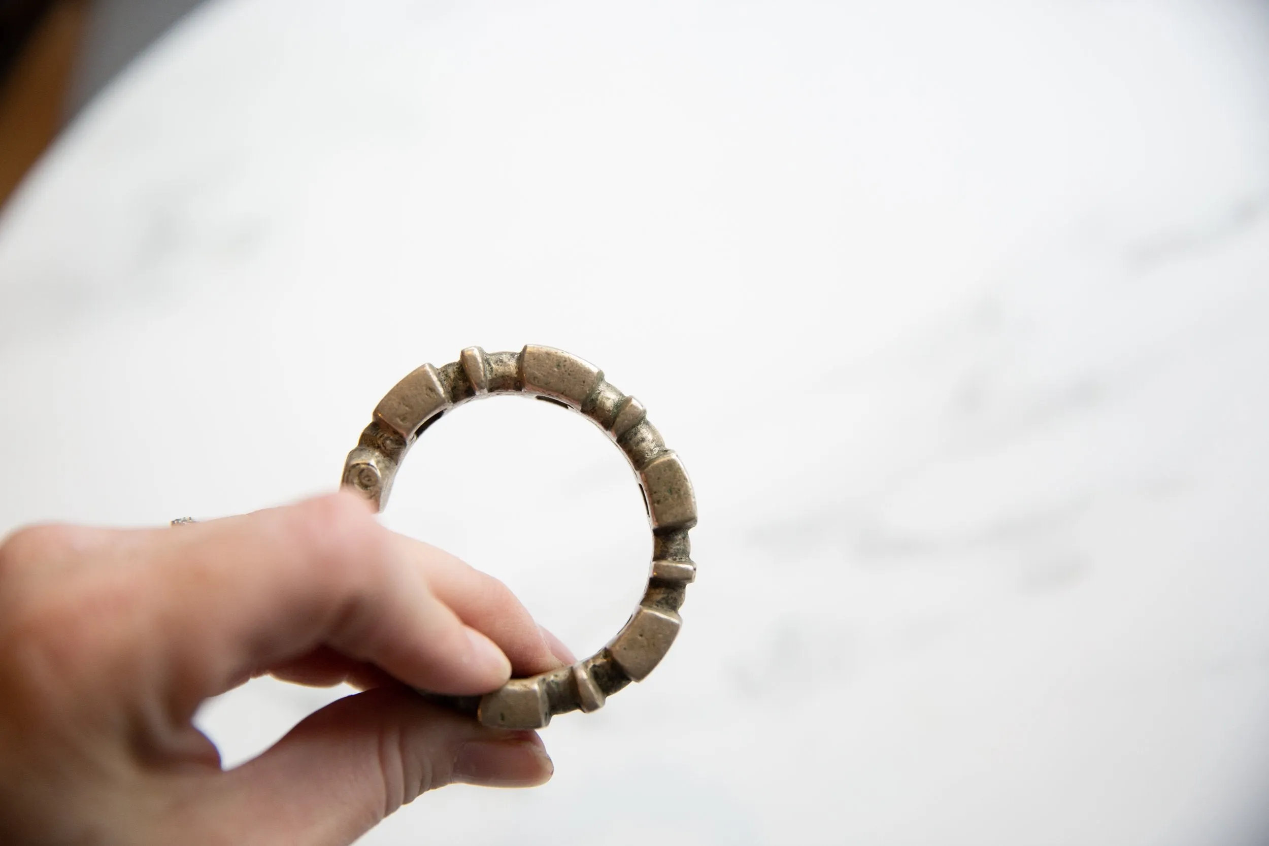 Antique African Silver Geometric Design Bracelet