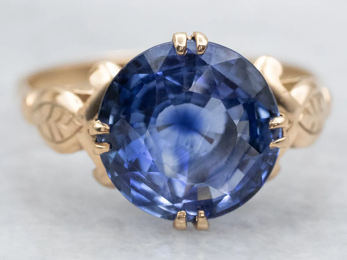 Antique Gold Sapphire Solitaire Engagement Ring