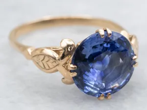 Antique Gold Sapphire Solitaire Engagement Ring
