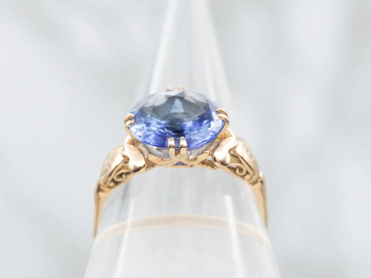 Antique Gold Sapphire Solitaire Engagement Ring