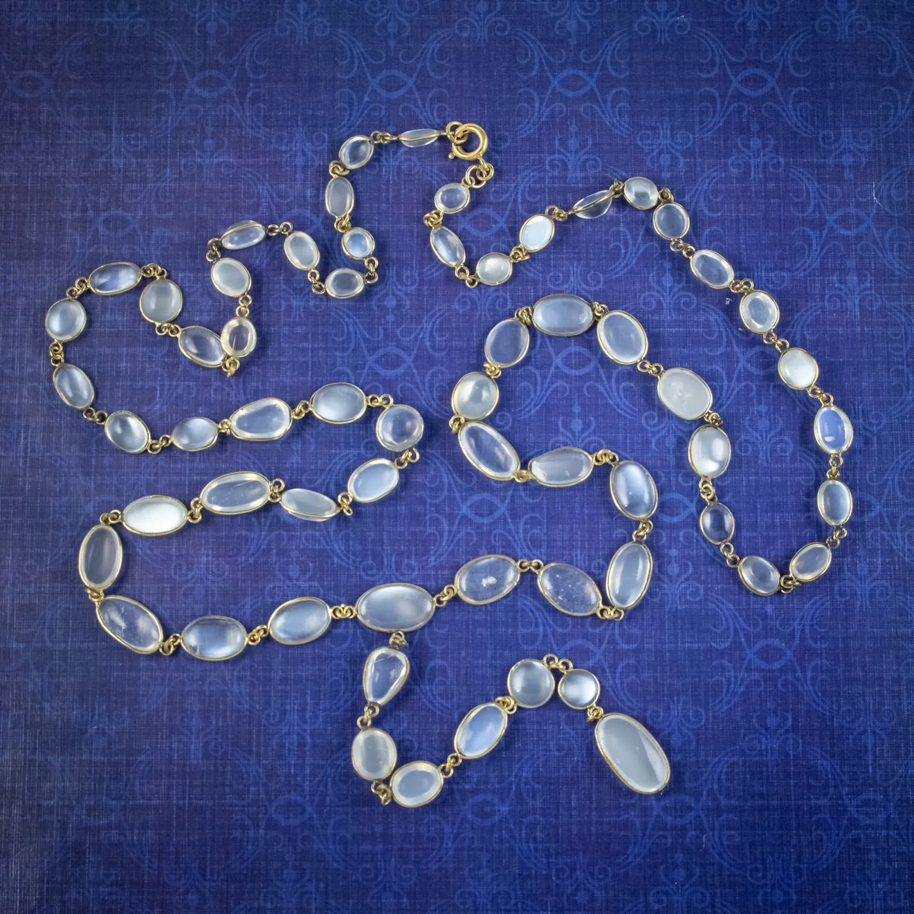 Antique Victorian Lariat Moonstone Necklace Circa 1900