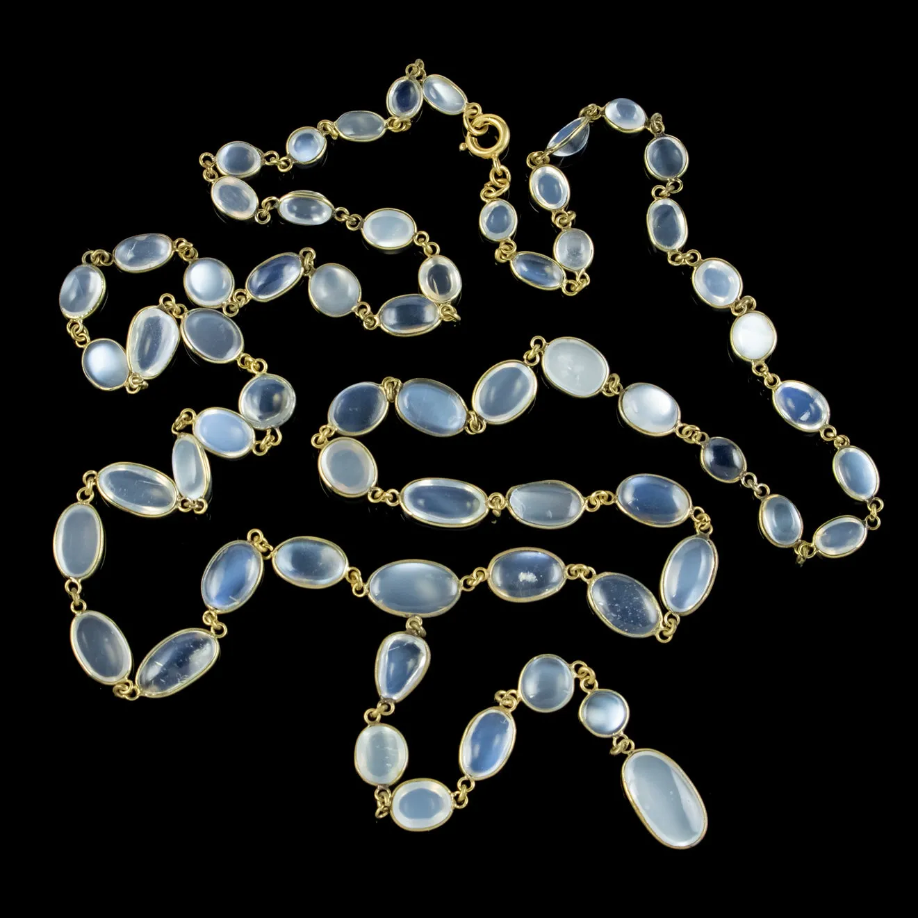 Antique Victorian Lariat Moonstone Necklace Circa 1900