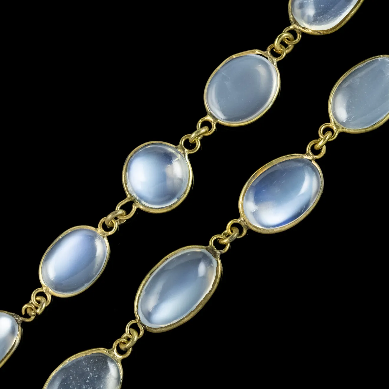 Antique Victorian Lariat Moonstone Necklace Circa 1900