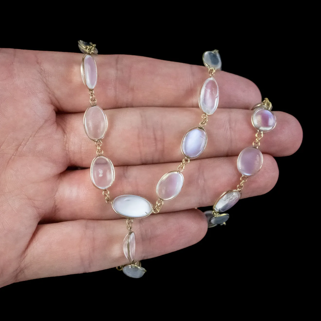 Antique Victorian Lariat Moonstone Necklace Circa 1900