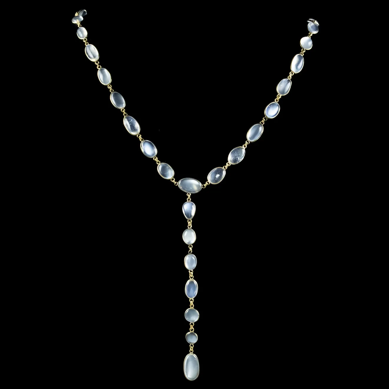 Antique Victorian Lariat Moonstone Necklace Circa 1900