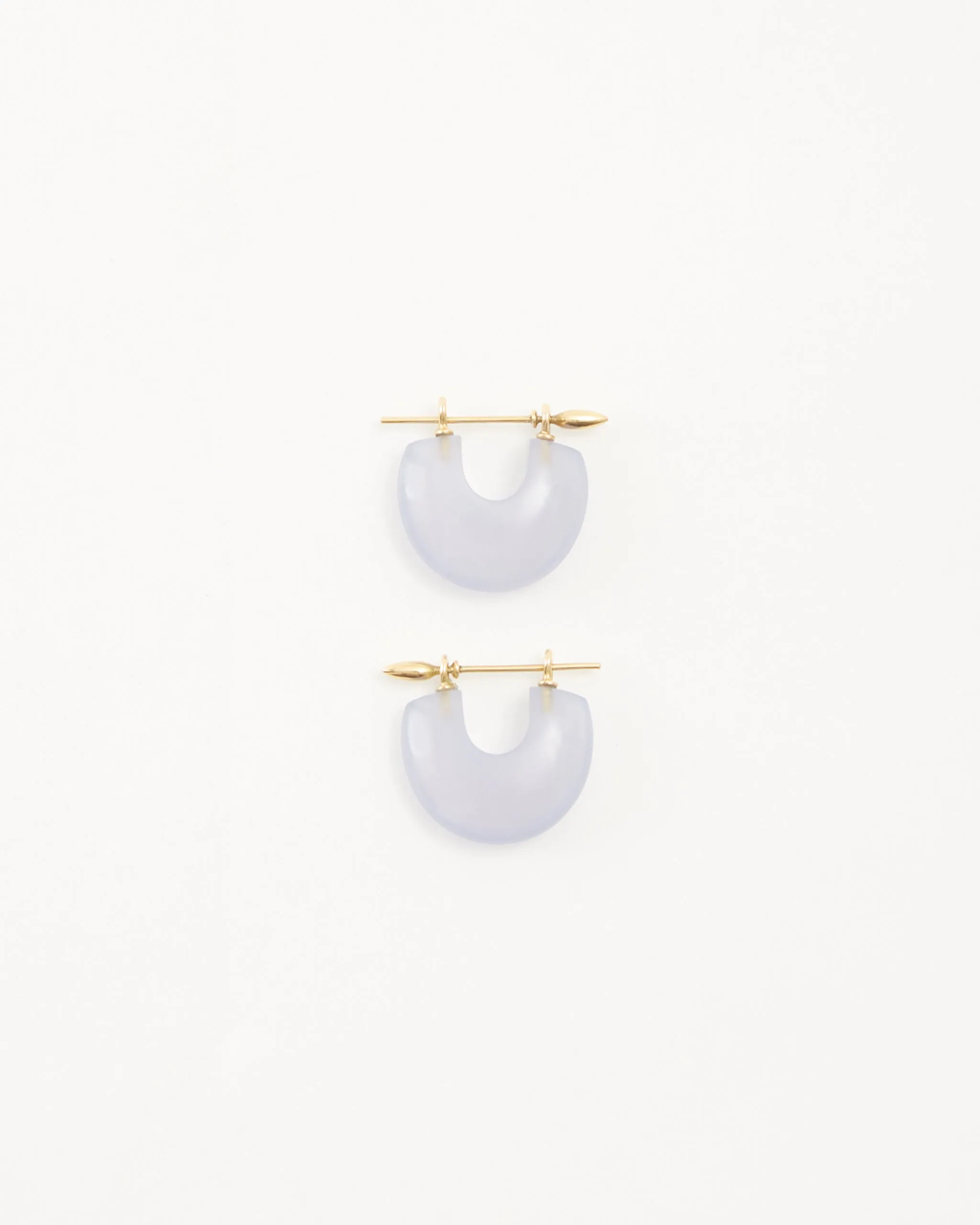 Arch Earrings in Blue Chalcedony/Gold