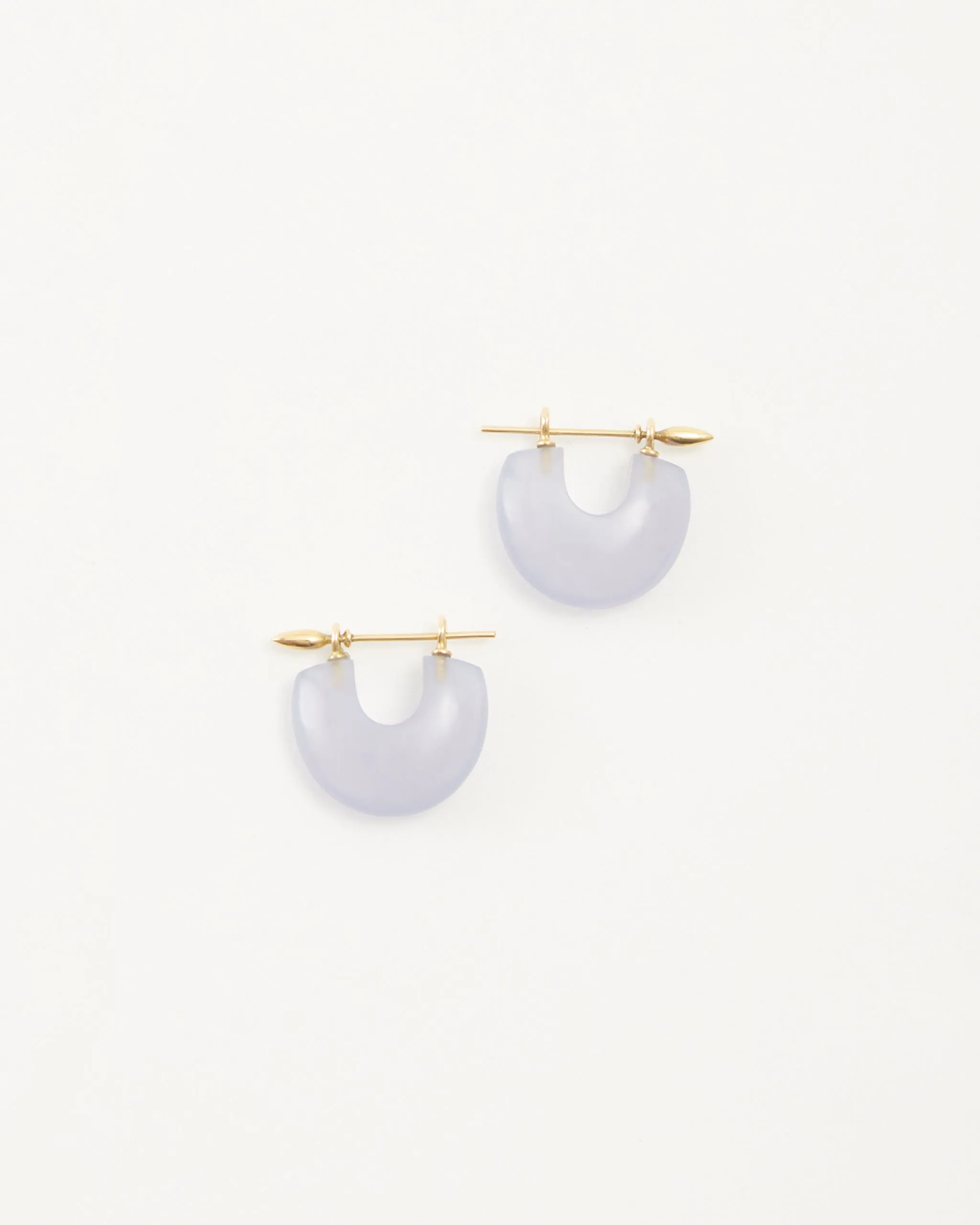 Arch Earrings in Blue Chalcedony/Gold