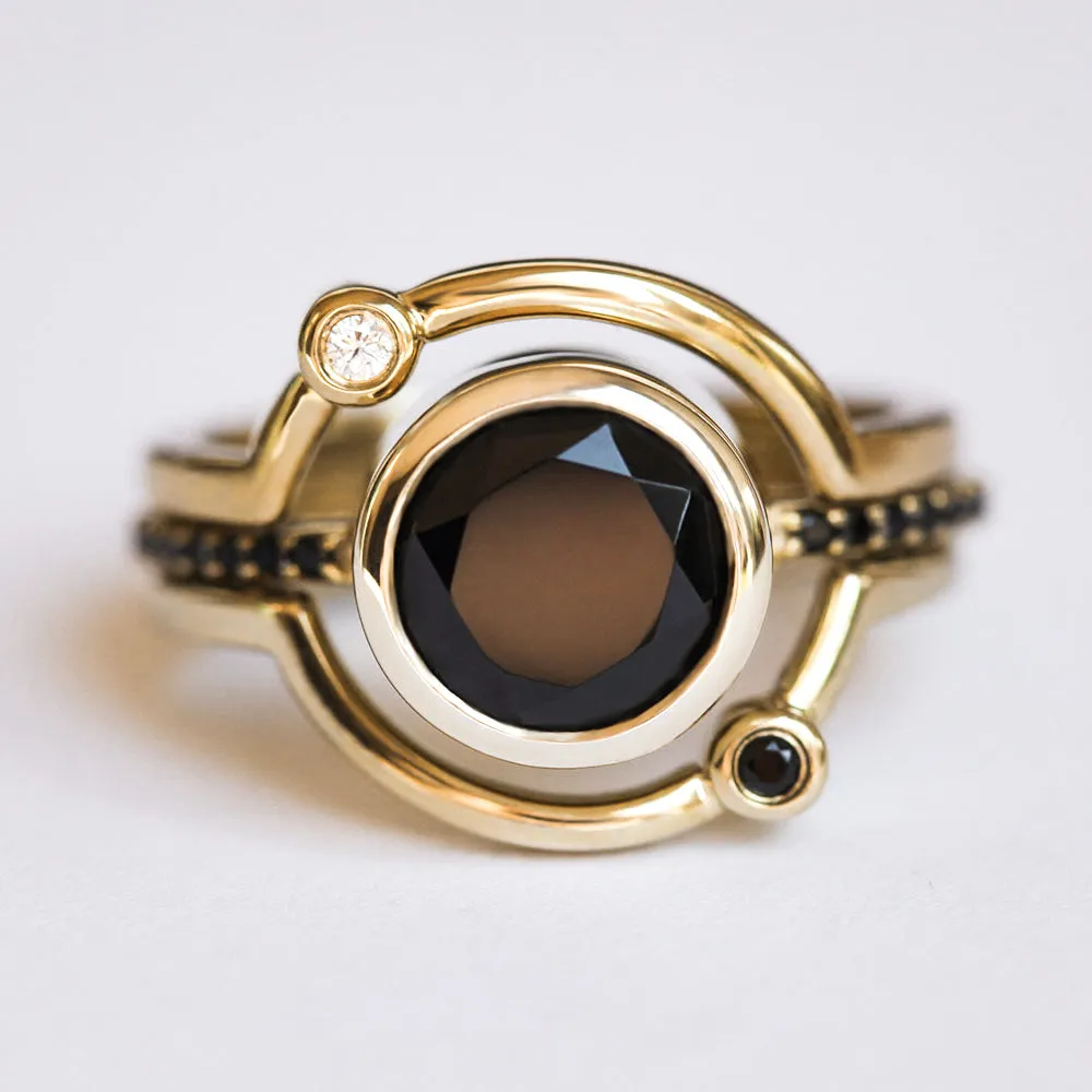 Astrid Round Black Spinel Solitaire Ring