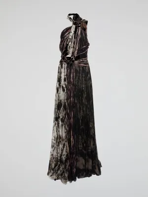 Asymmetrical Halter Maxi Dress