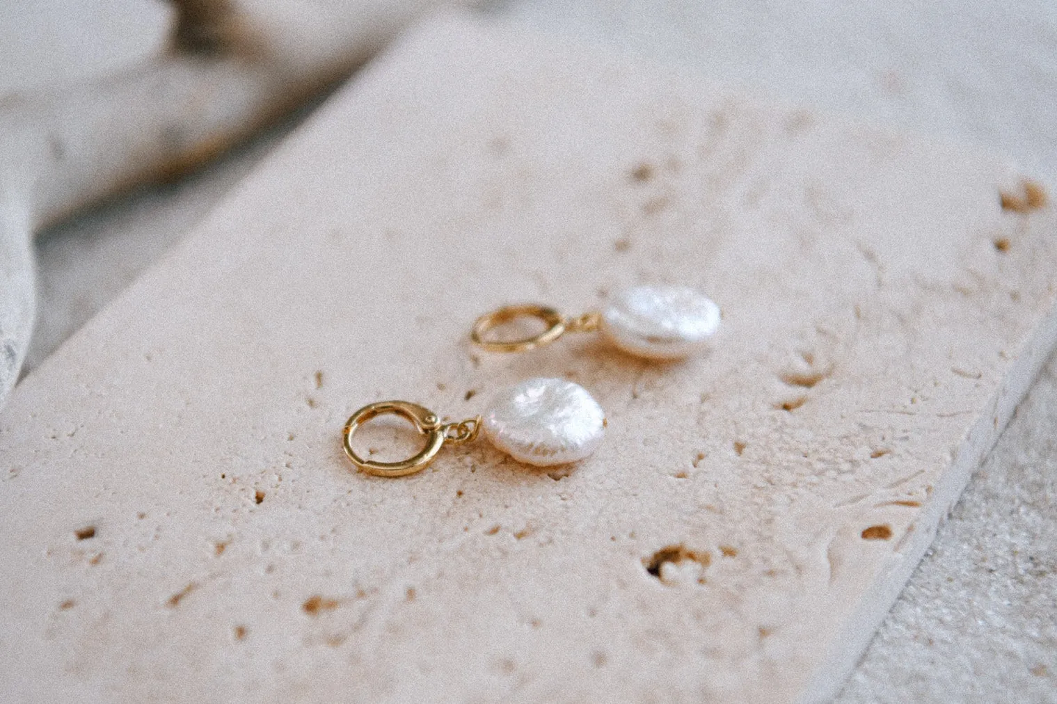 Aurora Gold-Plated Pearl Huggie Earrings