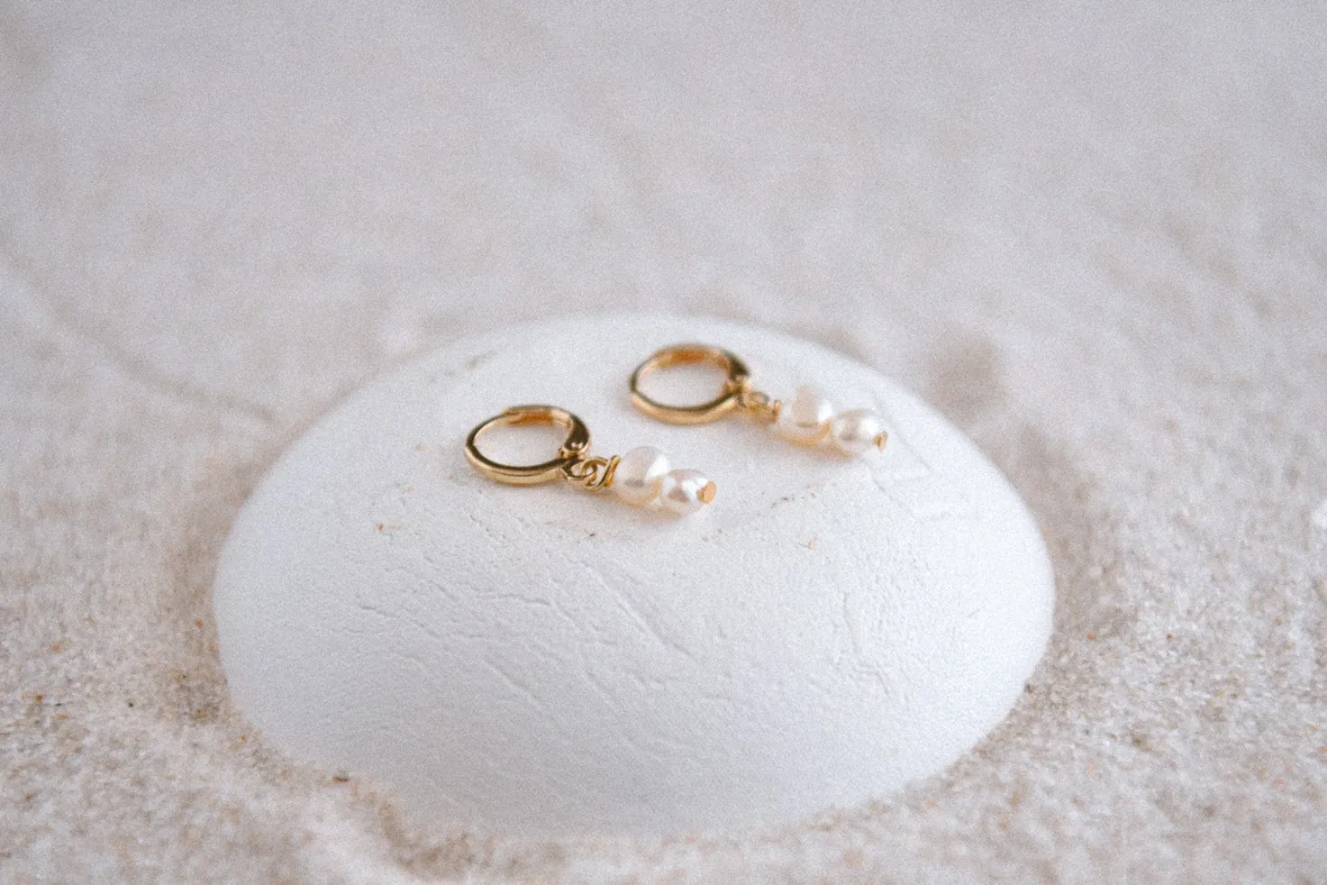 Aurora Gold-Plated Pearl Huggie Earrings